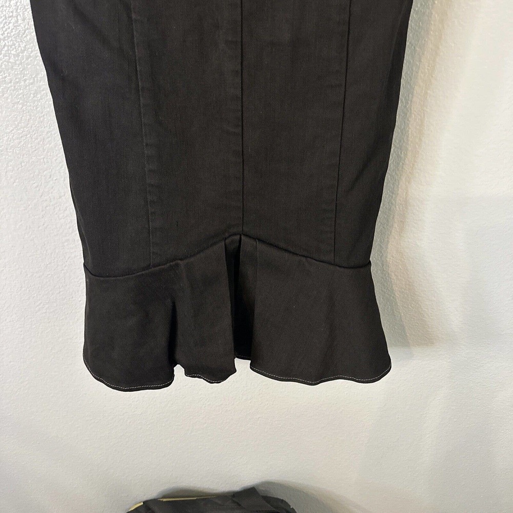 Rachel Zoe Sheath Dress 2 Black Sleeveless Pleated Ruffle‎ Hem Denim Bridget NEW - Picture 4 of 10